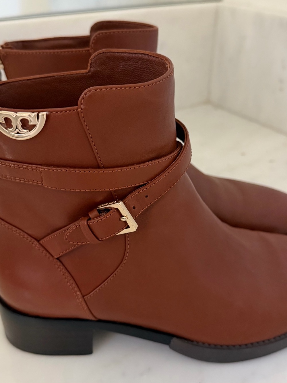 Women's Brown Leather Tory Burch  Ankle Boots with buckle size 7M